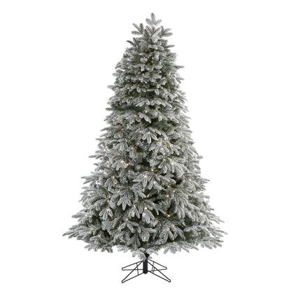 7' Flocked Colorado Mountain Fir artificial Christmas tree by Nearly Natural on a metal stand on Tampa Home & Garden Store