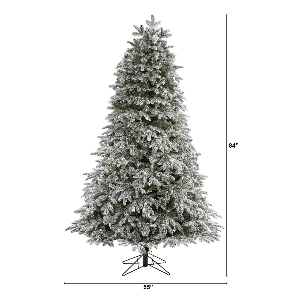 7' flocked Colorado Mountain Fir artificial Christmas tree by Nearly Natural on metal stand on Tampa Home & Garden Store