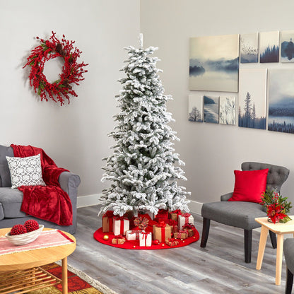 7’ flocked fir Christmas tree with 550 warm white lights and 2090 bendable branches on Tampa Home & Garden Store