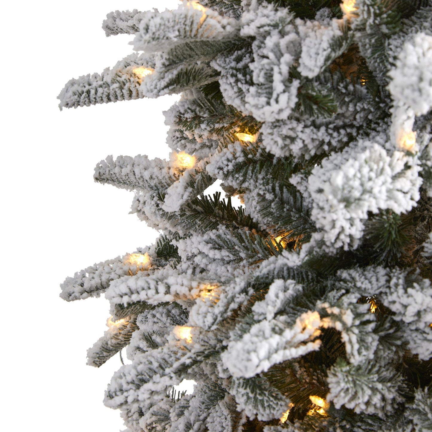 7 ft flocked North Carolina fir tree with 550 warm white lights and 2090 bendable branches on Tampa Home & Garden Store