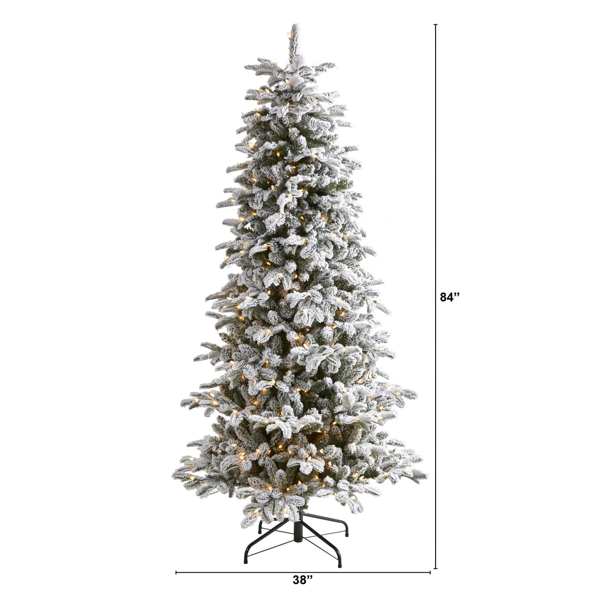 7 ft Flocked North Carolina Fir Christmas tree with 550 warm white lights Nearly Natural on Tampa Home & Garden Store