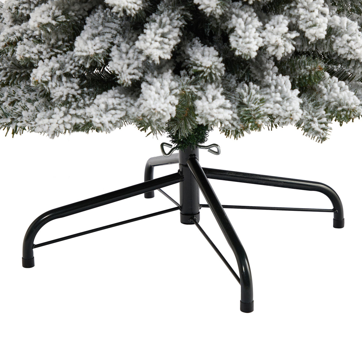 7’ Flocked pencil Christmas tree with 574 bendable branches by Nearly Natural on metal stand on Tampa Home & Garden Store
