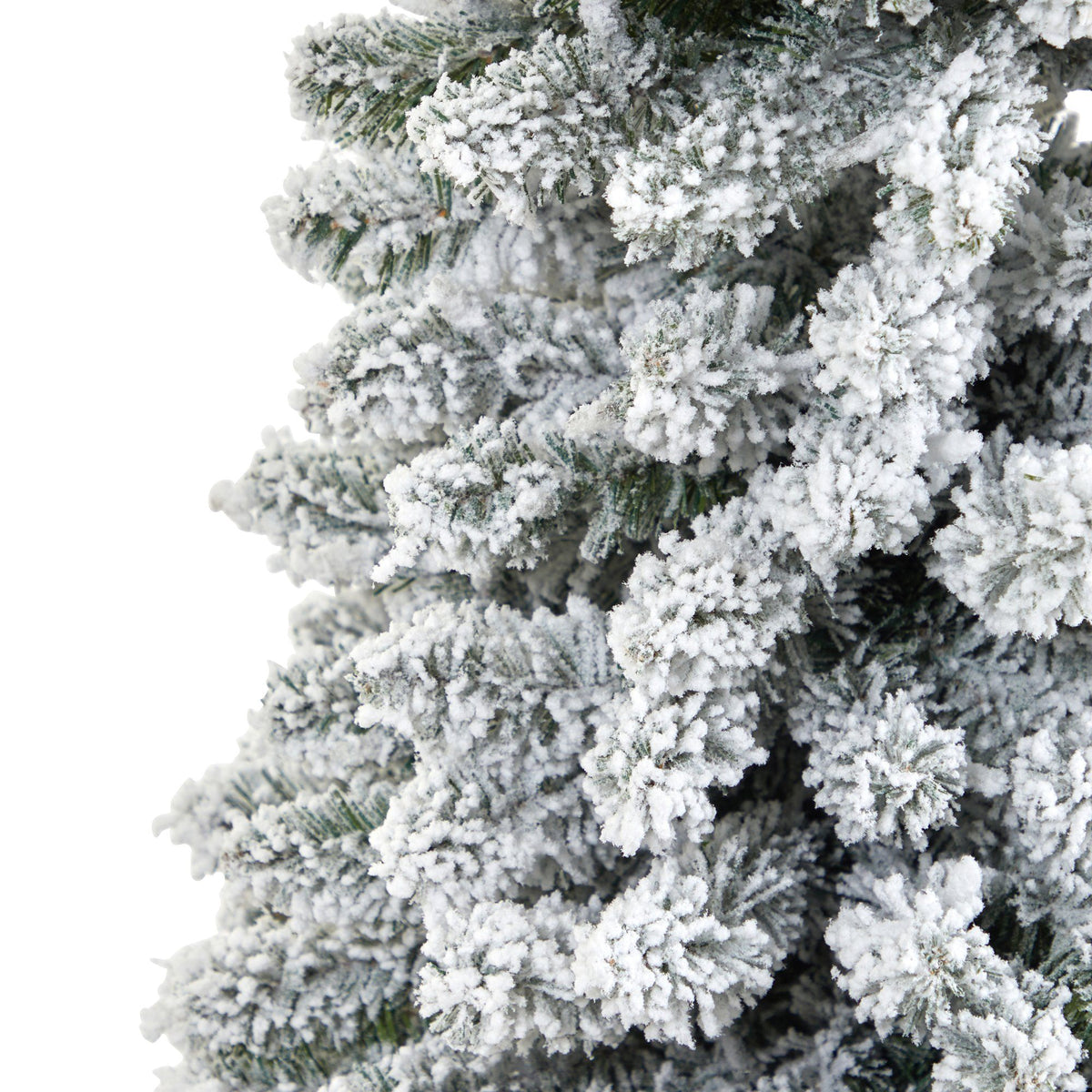 7 ft flocked pencil Christmas tree by Nearly Natural with 574 bendable branches; white flocking on Tampa Home & Garden Store