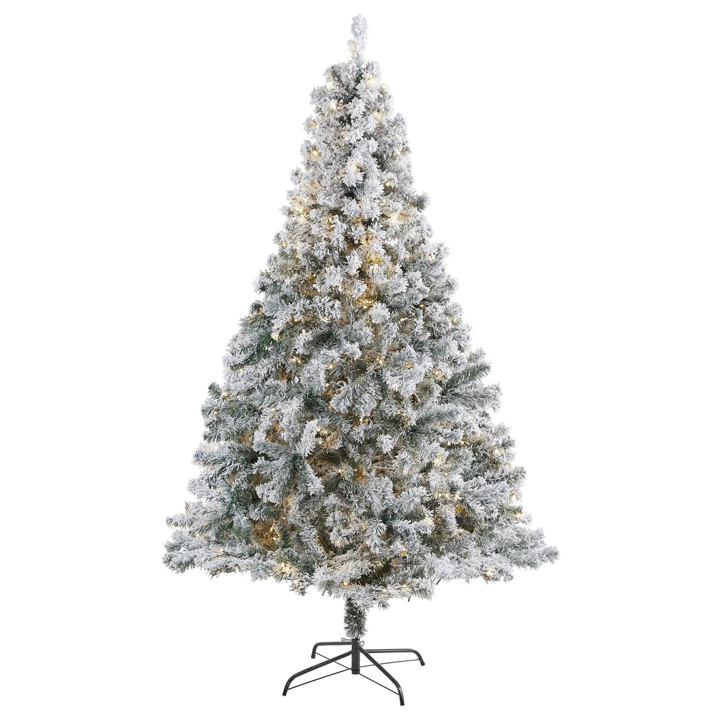 7' Flocked Spruce artificial Christmas tree by Nearly Natural with 350 clear LED lights on Tampa Home & Garden Store