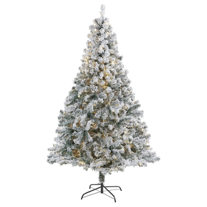 7' Flocked Spruce artificial Christmas tree by Nearly Natural with 350 clear LED lights on Tampa Home & Garden Store
