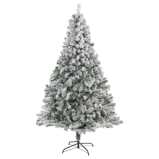 7' flocked spruce Christmas tree by Nearly Natural with 800 bendable branches on metal stand on Tampa Home & Garden Store
