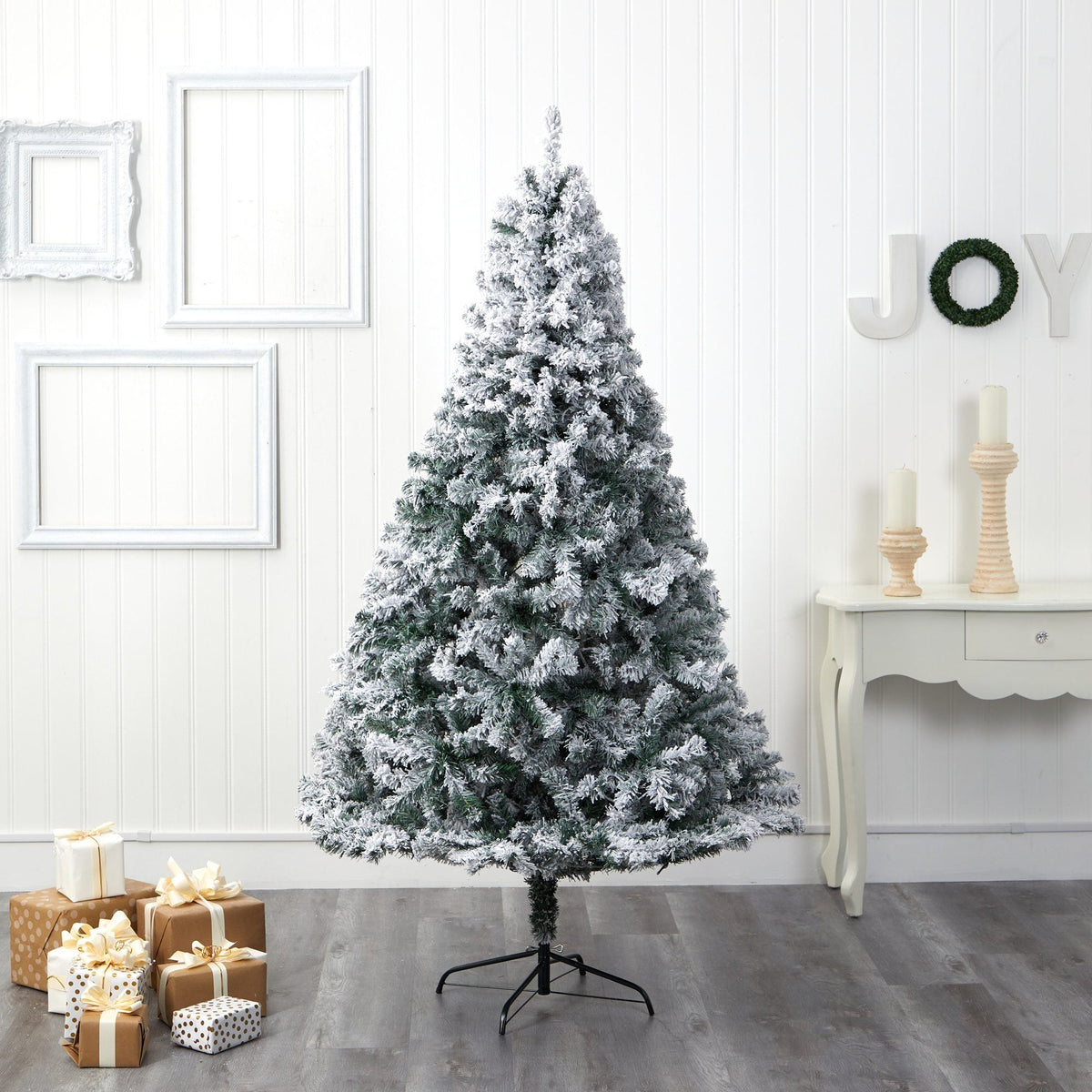 7' Flocked Rock Springs Spruce Artificial Christmas Tree 800 Bendable Branches Nearly Natural on Tampa Home & Garden Store