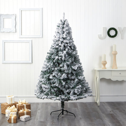 7' Flocked Rock Springs Spruce Artificial Christmas Tree 800 Bendable Branches Nearly Natural on Tampa Home & Garden Store