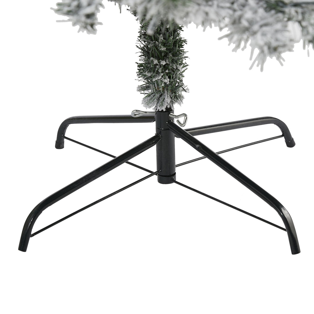 7' Flocked Rock Springs Spruce artificial Christmas tree by Nearly Natural on black metal stand on Tampa Home & Garden Store