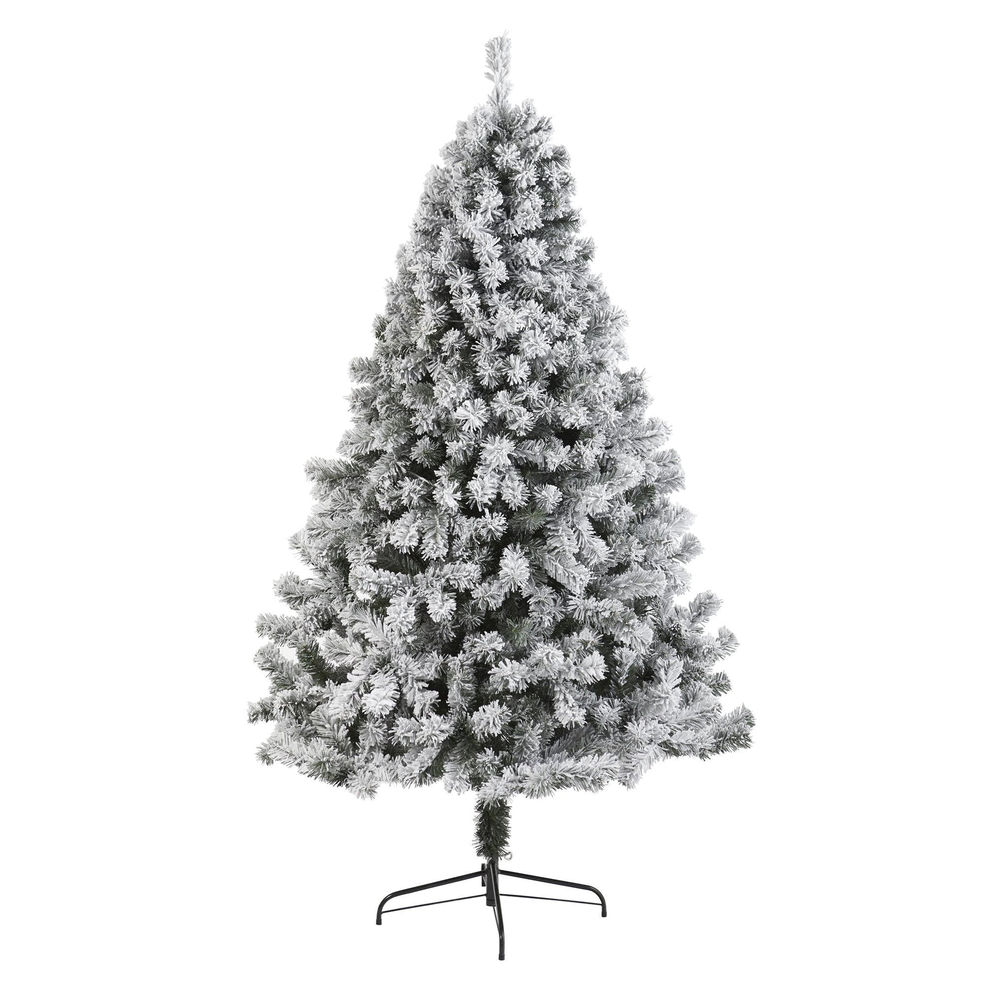 7' Flocked West Virginia Fir artificial Christmas tree Nearly Natural with snow-flocked branches on Tampa Home & Garden Store