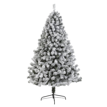 7' Flocked West Virginia Fir artificial Christmas tree Nearly Natural with snow-flocked branches on Tampa Home & Garden Store