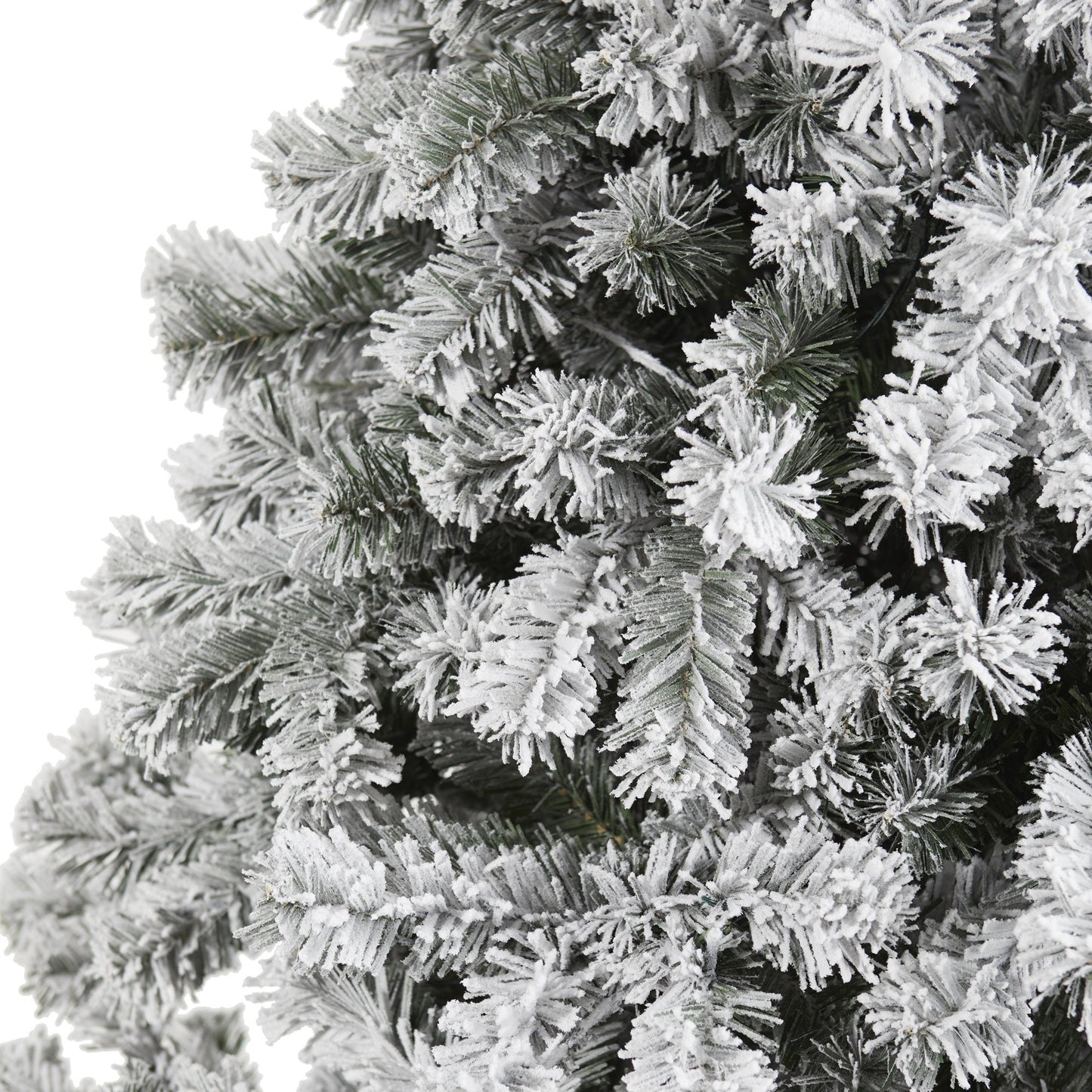 7' Flocked West Virginia Fir artificial Christmas tree by Nearly Natural with frosted needles on Tampa Home & Garden Store