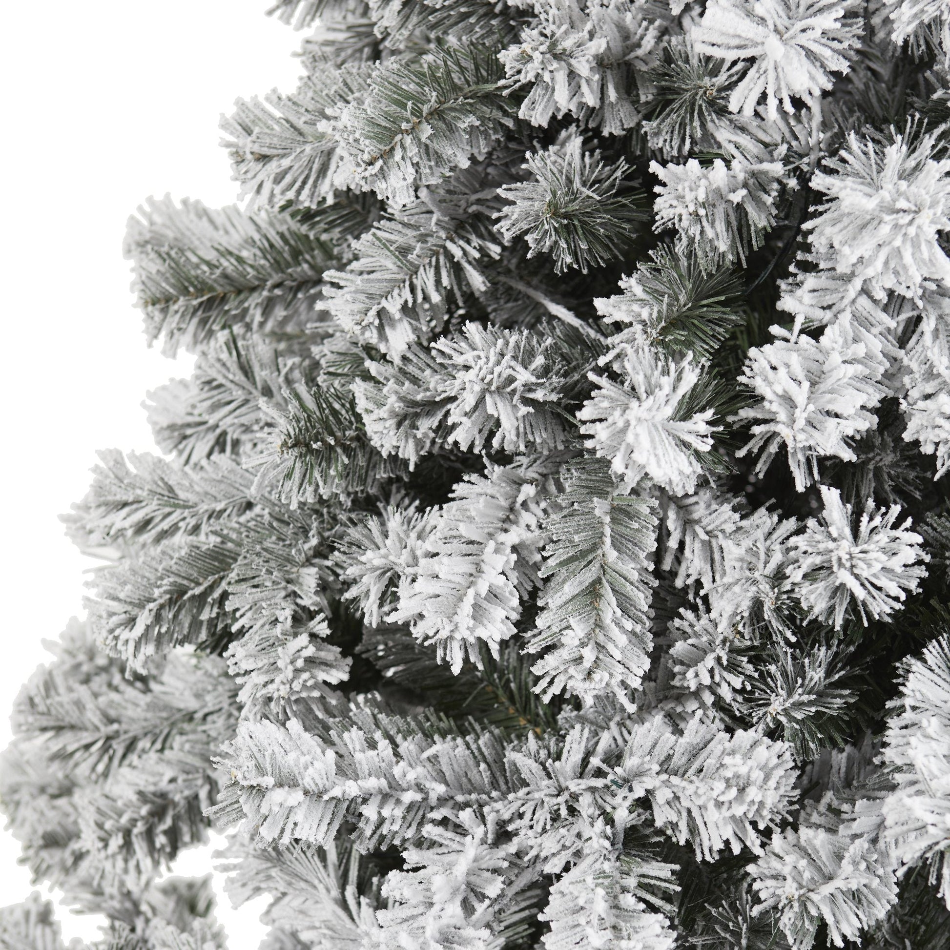 7' Flocked West Virginia Fir artificial Christmas tree by Nearly Natural with frosted needles on Tampa Home & Garden Store