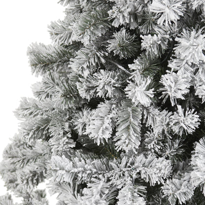 7' Flocked West Virginia Fir artificial Christmas tree by Nearly Natural with frosted needles on Tampa Home & Garden Store