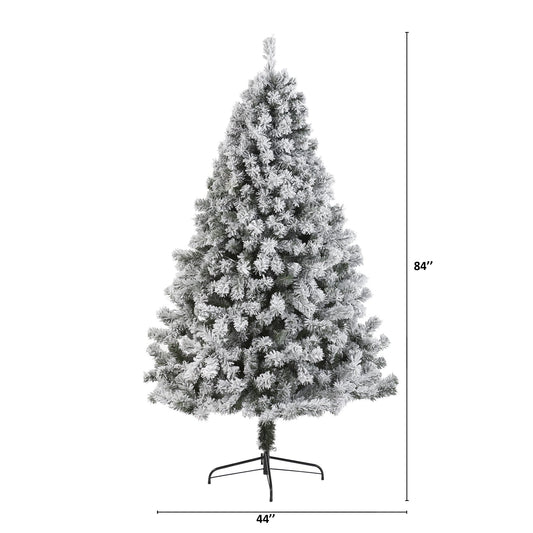 7 ft flocked West Virginia Fir artificial Christmas tree by Nearly Natural on Tampa Home & Garden Store