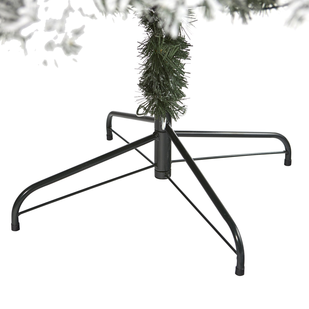 Nearly Natural 7' Flocked West Virginia Fir Christmas Tree green needles on metal stand on Tampa Home & Garden Store