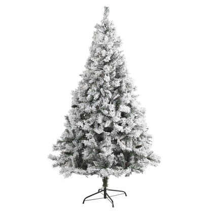 7 ft flocked white pine artificial Christmas tree with pinecones by Nearly Natural on Tampa Home & Garden Store