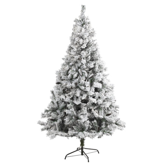 7 ft flocked white pine artificial Christmas tree with pinecones by Nearly Natural on Tampa Home & Garden Store
