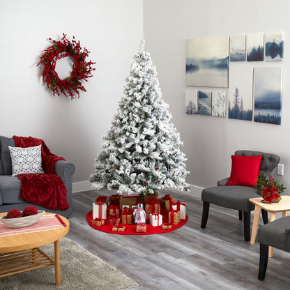 7' Flocked White River Mountain Pine Christmas Tree with Pinecones by Nearly Natural on Tampa Home & Garden Store
