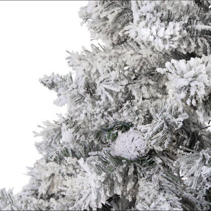 7' flocked white river mountain pine artificial Christmas tree, snow-flocked branches on Tampa Home & Garden Store