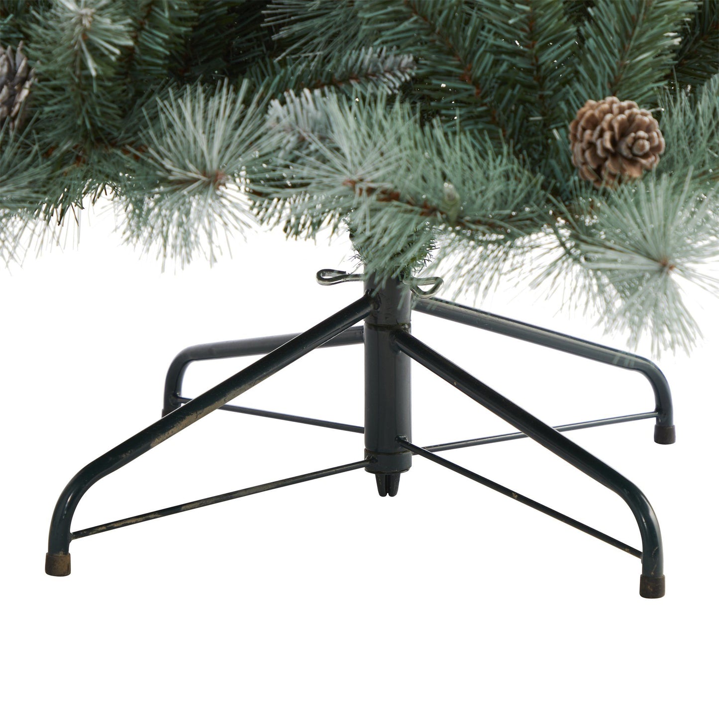 Árbol de Navidad artificial Frosted Tip British Columbia Mountain Pine con 400 luces claras, piñas y 882 ramas flexibles