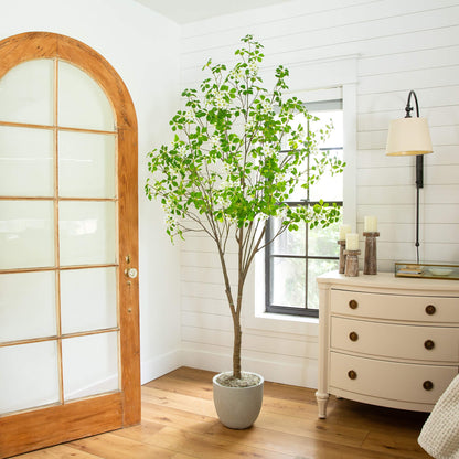 7' Artificial Dogwood Tree Nearly Natural in a gray planter indoors on Tampa Home & Garden Store