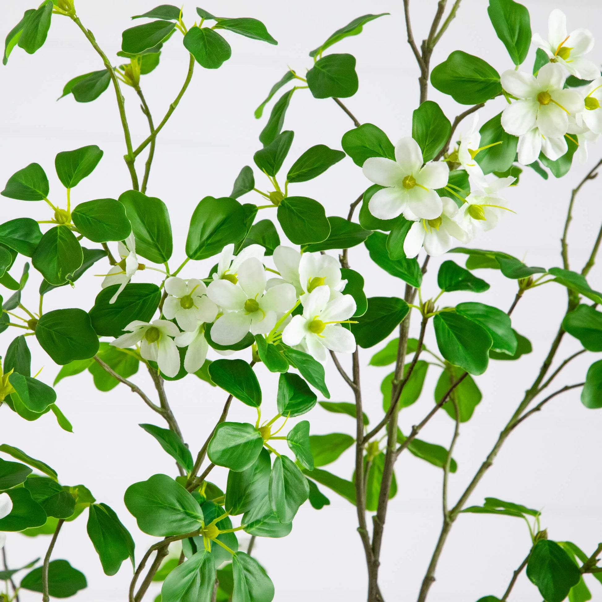7' Artificial Dogwood Tree by Nearly Natural with green leaves and white blossoms on Tampa Home & Garden Store