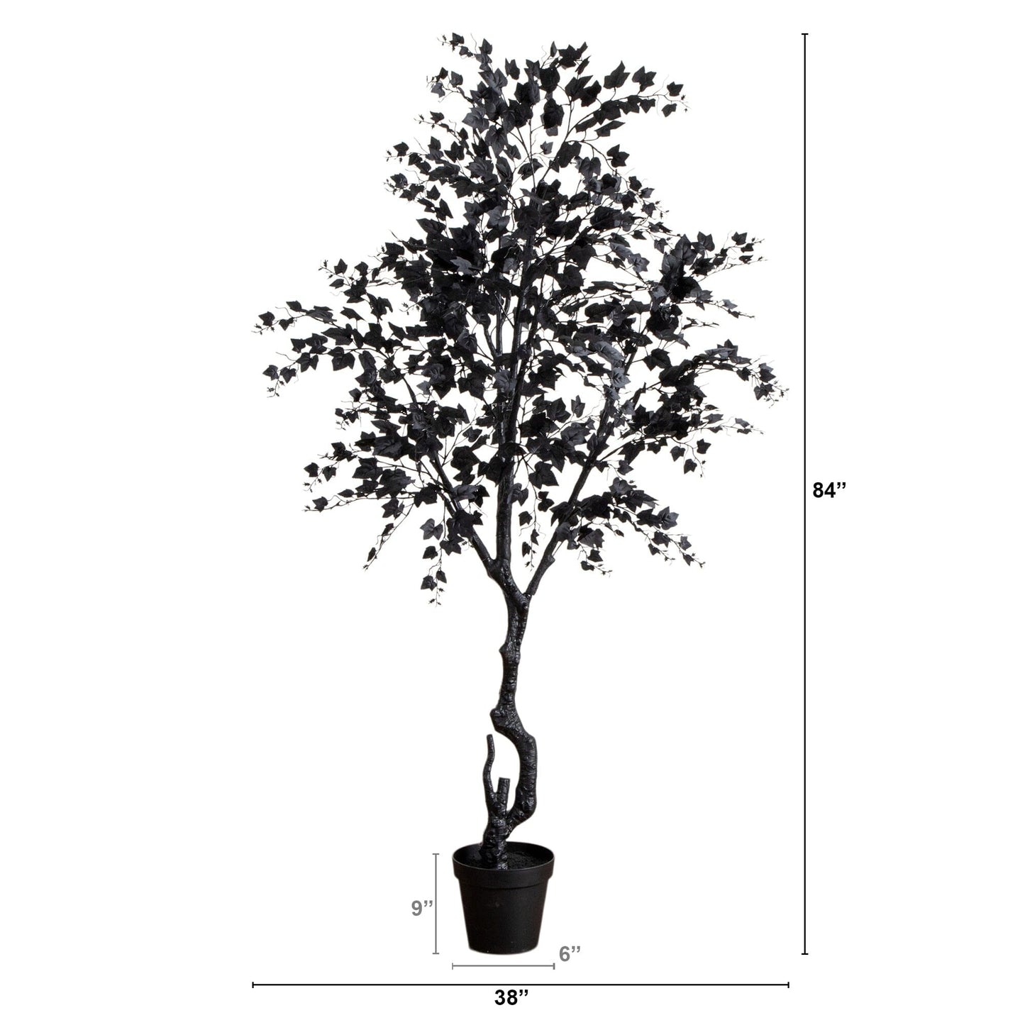 7' Artificial Halloween Black Maple Tree by Nearly Natural in a black pot with maple leaves on Tampa Home & Garden Store