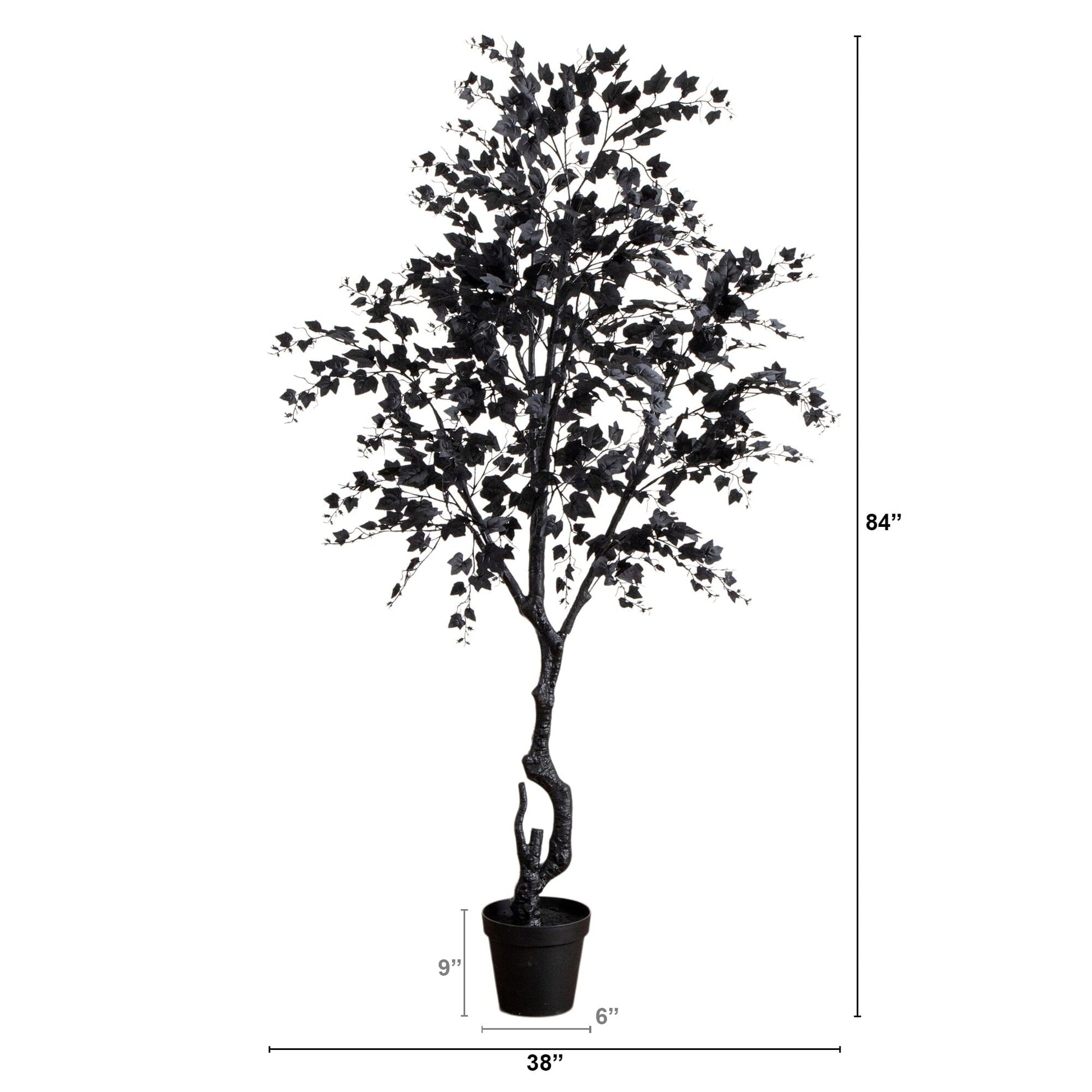 7' Artificial Halloween Black Maple Tree by Nearly Natural in a black pot with maple leaves on Tampa Home & Garden Store