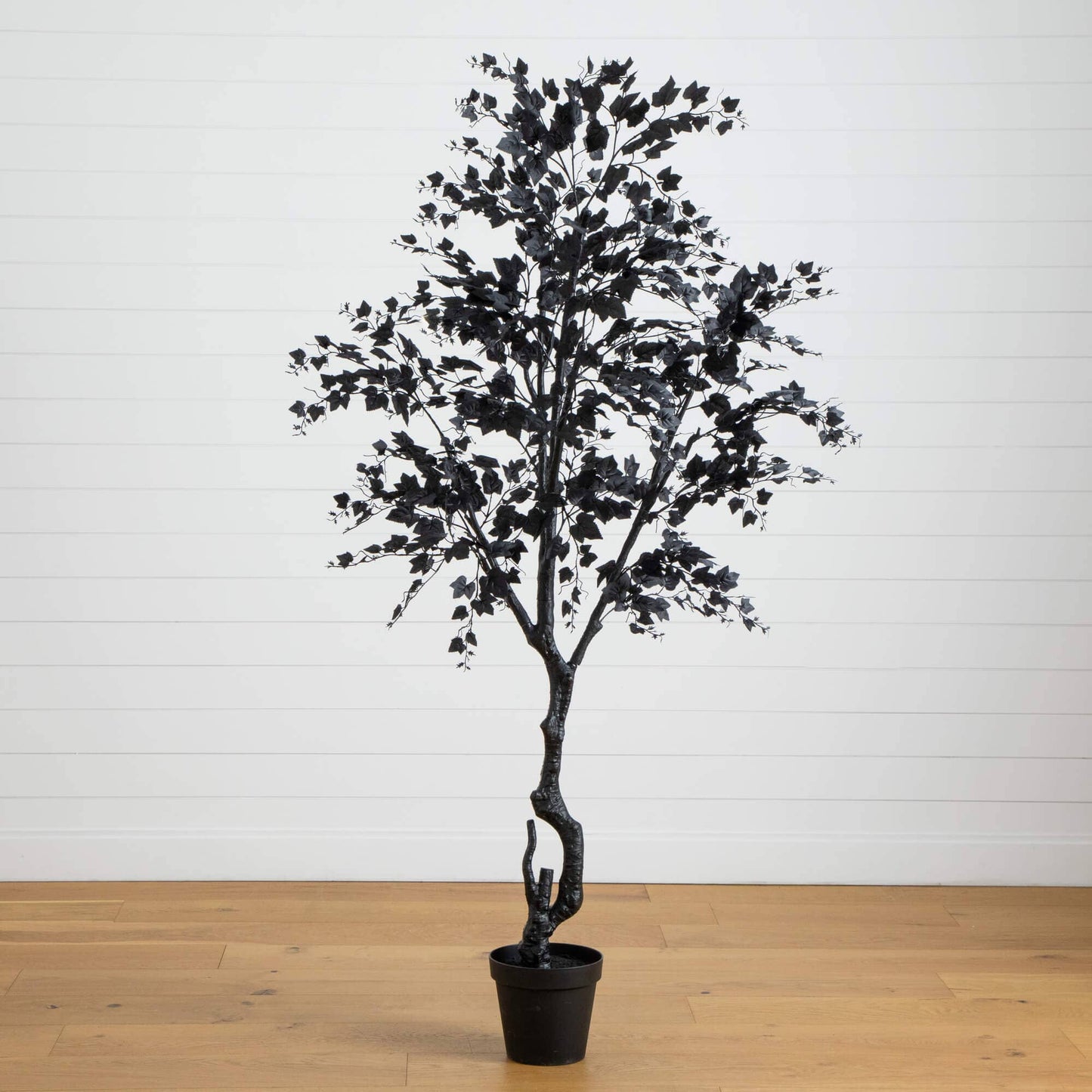 7' Artificial Halloween Black Maple Tree by Nearly Natural, black-leaf artificial tree in pot on Tampa Home & Garden Store