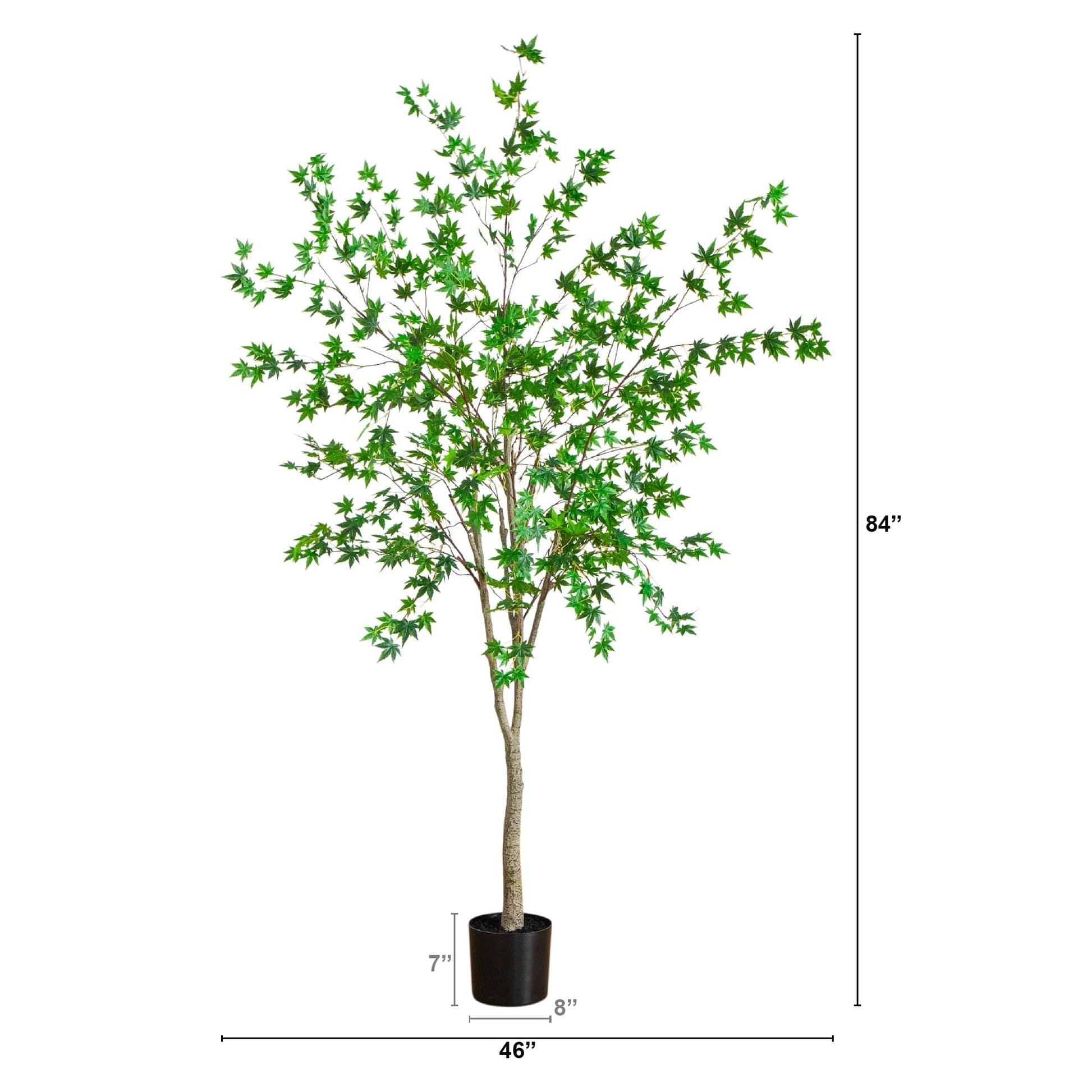 7-ft artificial maple tree by Nearly Natural with lifelike green maple leaves in a black planter on Tampa Home & Garden Store