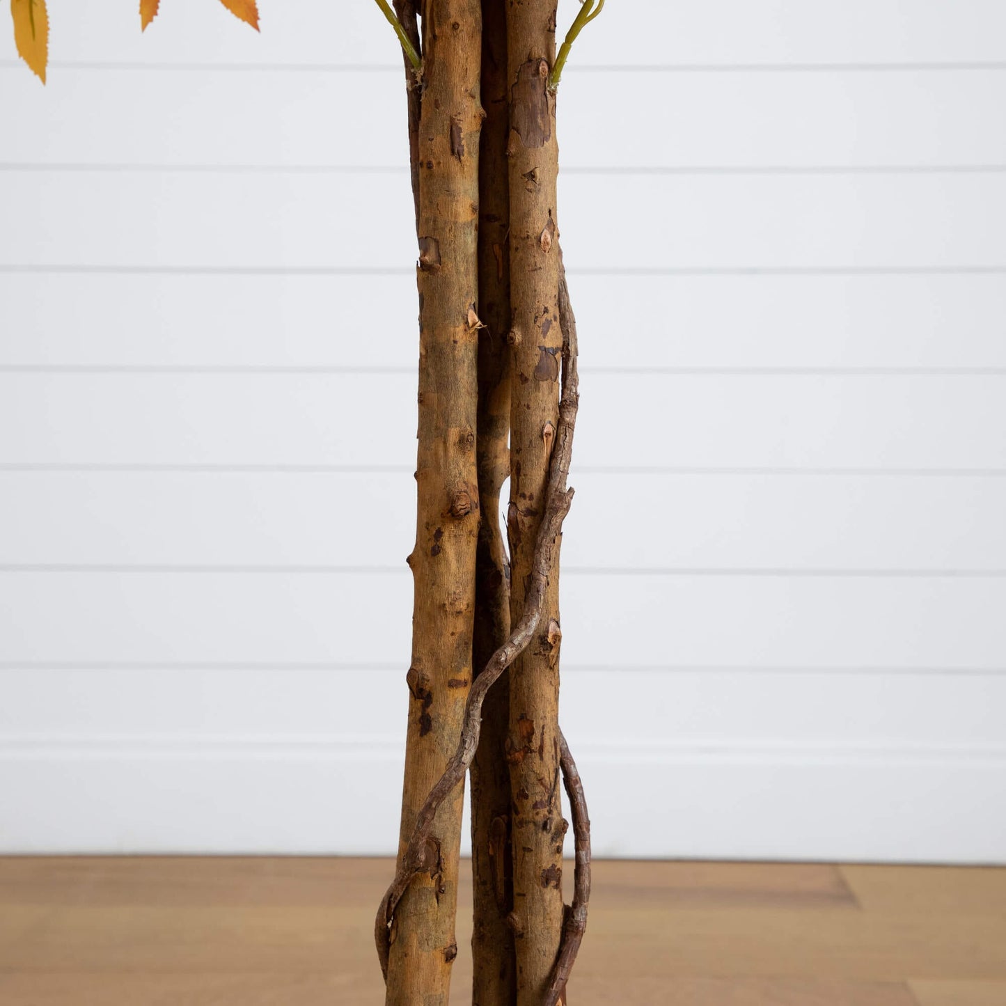 7' Autumn Deluxe Maple artificial tree triple trunk with brown bark and orange leaves on Tampa Home & Garden Store