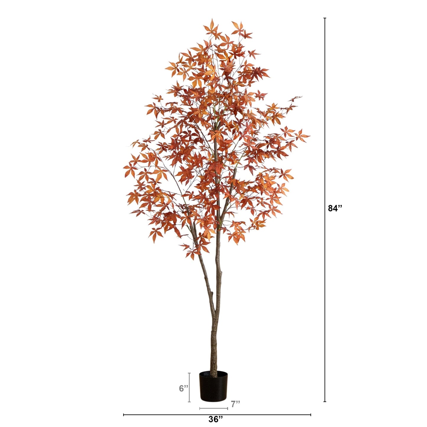 7' Autumn Japanese Maple artificial tree by Nearly Natural in a black planter on Tampa Home & Garden Store