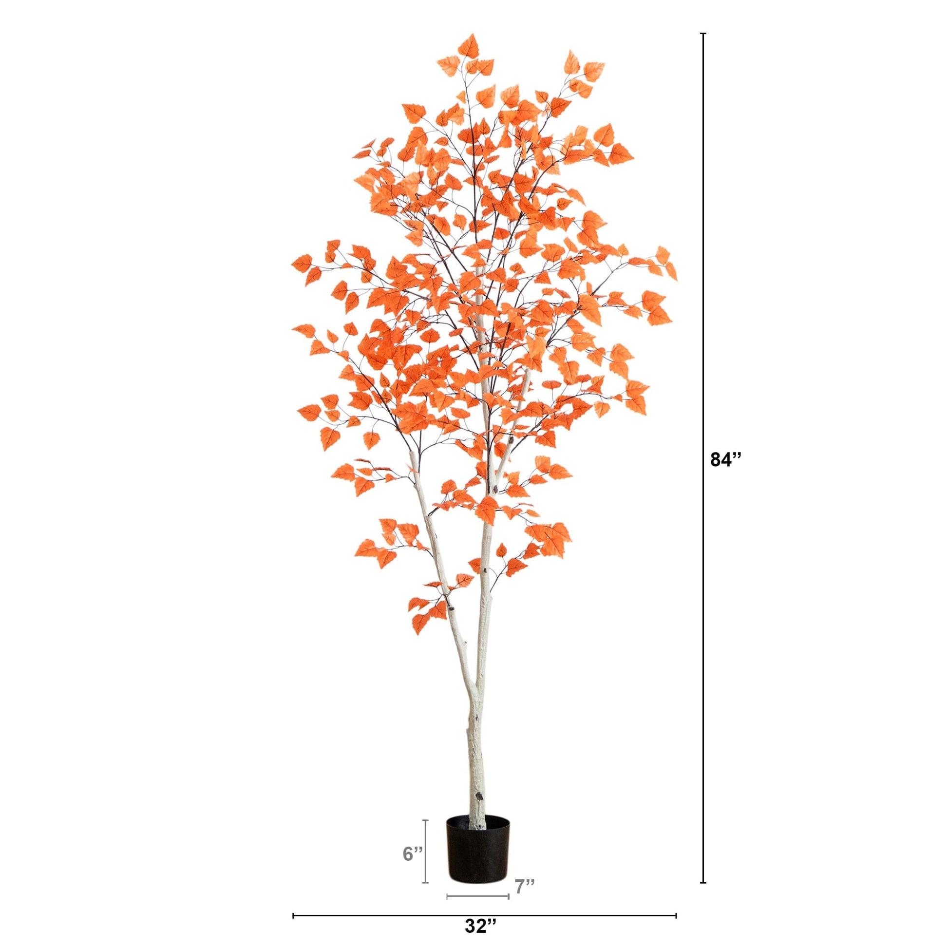 7' Autumn Paper Birch Artificial Fall Tree by Nearly Natural with leaves in planter on Tampa Home & Garden Store