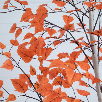 7' Autumn Paper Birch Artificial Fall Tree by Nearly Natural with orange leaves on Tampa Home & Garden Store