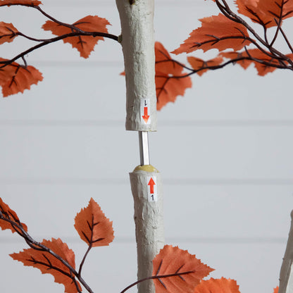 7' Autumn Paper Birch Artificial Fall Tree Nearly Natural with orange leaves on Tampa Home & Garden Store
