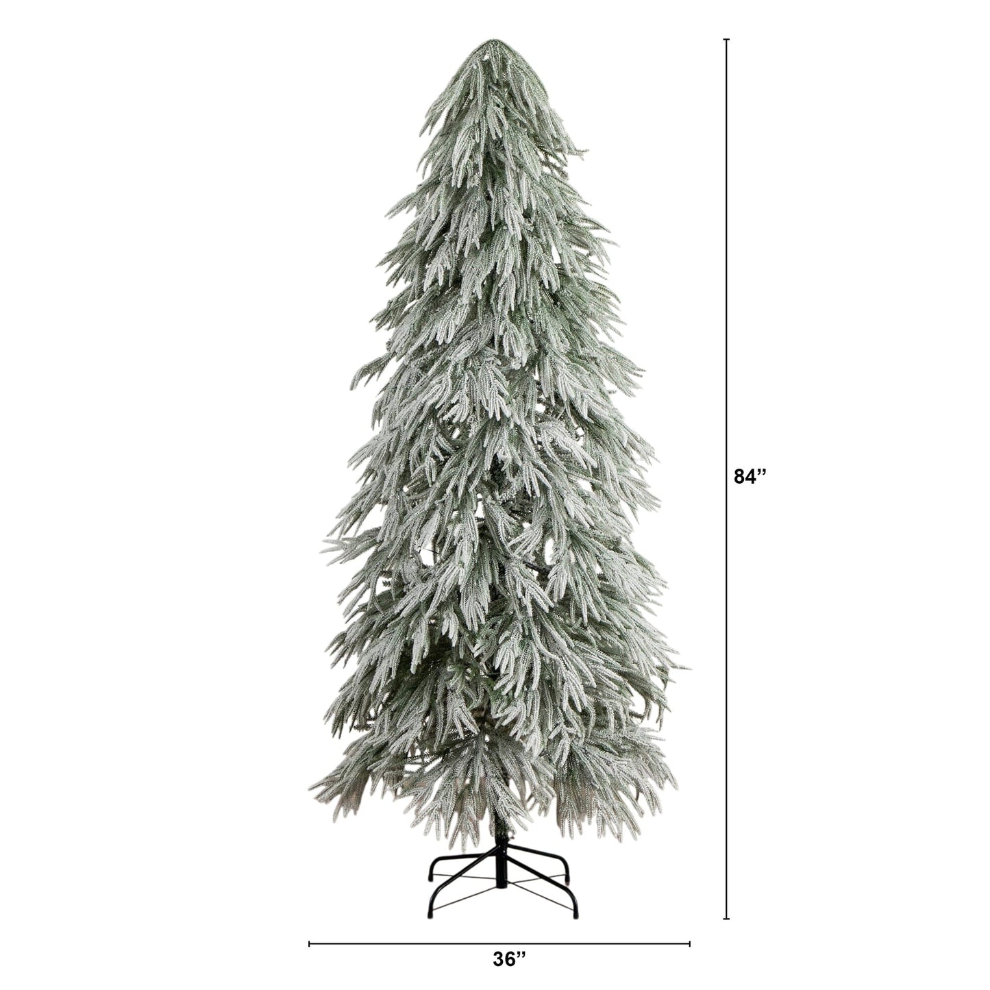 7' flocked artificial Christmas tree with 300 LED lights Nearly Natural on stand on Tampa Home & Garden Store