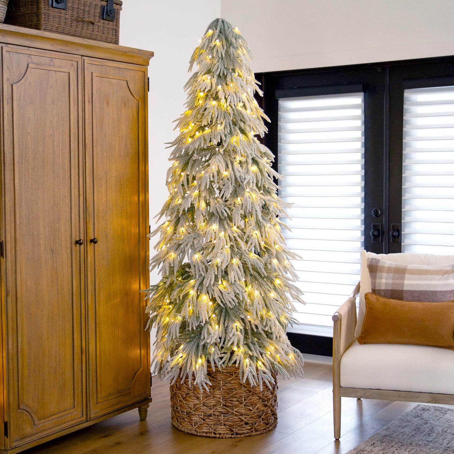 7' Flocked Down Swept Artificial Christmas Tree with 300 LED Lights by Nearly Natural on Tampa Home & Garden Store