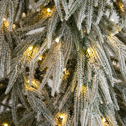 7' Flocked Down Swept Artificial Christmas Tree with 300 LED Lights Nearly Natural snow-flocked on Tampa Home & Garden Store