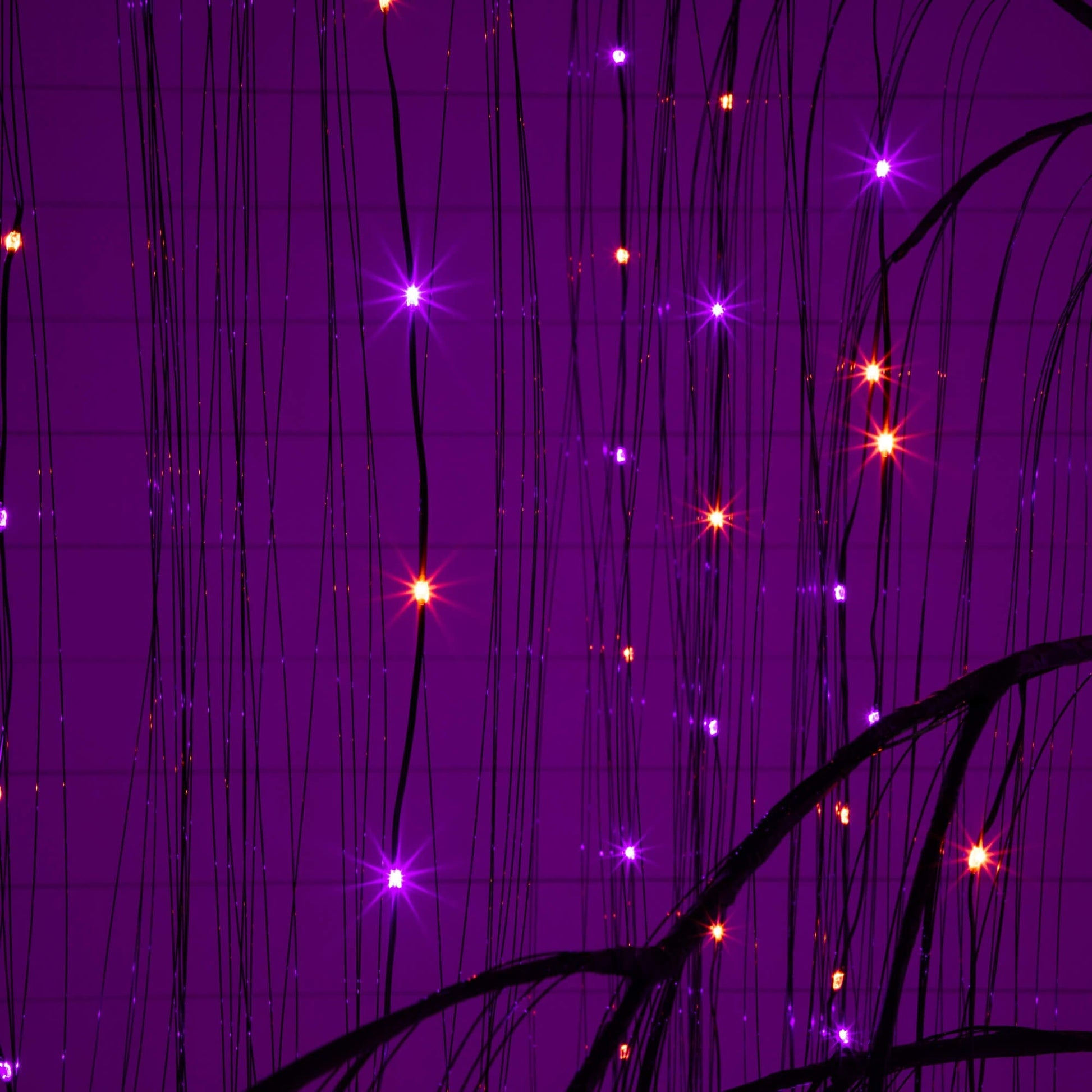 Nearly Natural 7' Pre-Lit Halloween Black Willow Tree with 600 Purple & Orange Dual-Color LEDs on Tampa Home & Garden Store