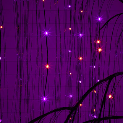 Nearly Natural 7' Pre-Lit Halloween Black Willow Tree with 600 Purple & Orange Dual-Color LEDs on Tampa Home & Garden Store