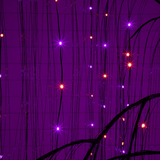 Nearly Natural 7' Pre-Lit Halloween Black Willow Tree with 600 Purple & Orange Dual-Color LEDs on Tampa Home & Garden Store