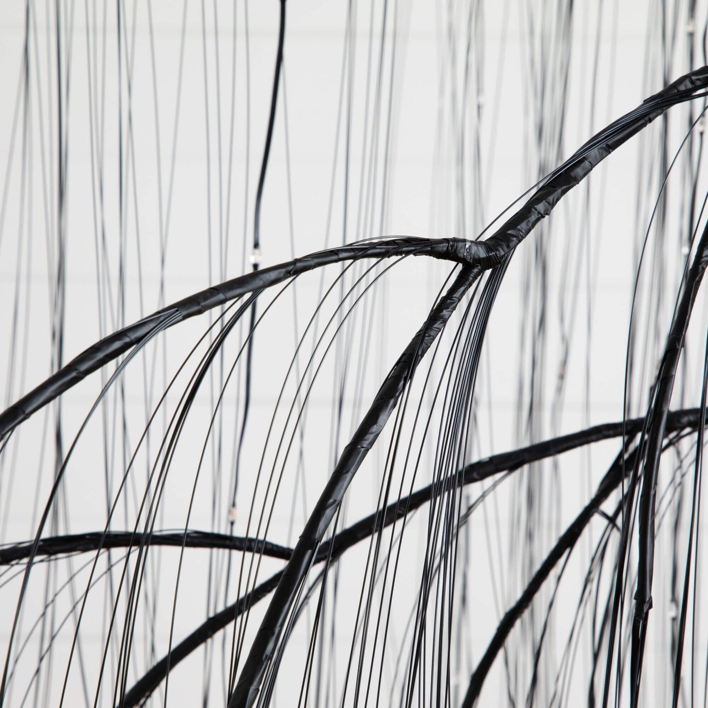 7' Pre-Lit Artificial Halloween Black Willow Tree wiring close-up with wrapped cables Nearly Natural on Tampa Home & Garden Store