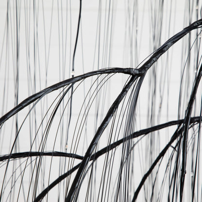 7' Pre-Lit Artificial Halloween Black Willow Tree wiring close-up with wrapped cables Nearly Natural on Tampa Home & Garden Store