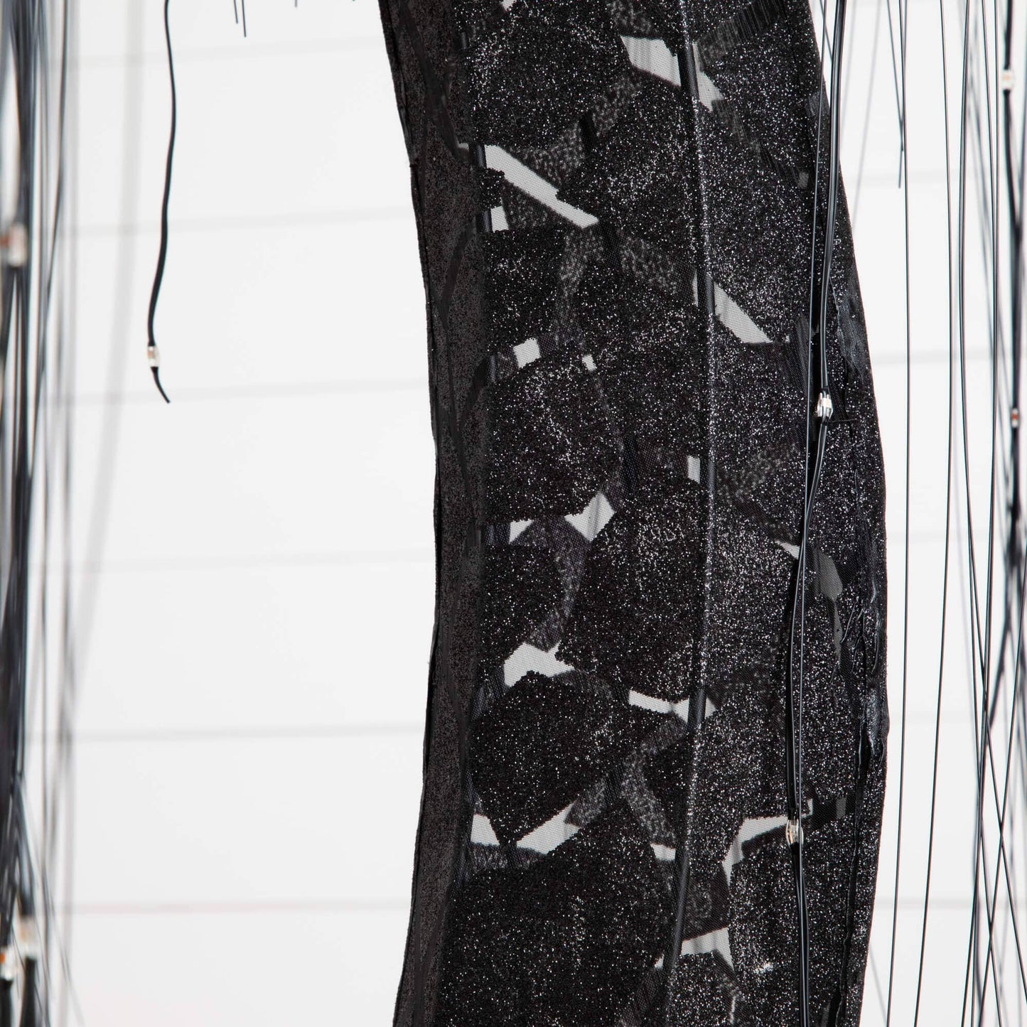 7' Pre-Lit Artificial Halloween Black Willow Tree wrapped in glittery black mesh fabric on Tampa Home & Garden Store