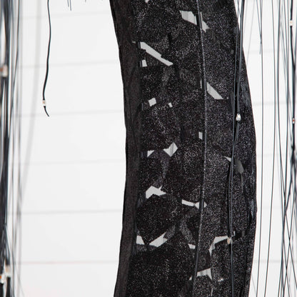7' Pre-Lit Artificial Halloween Black Willow Tree wrapped in glittery black mesh fabric on Tampa Home & Garden Store
