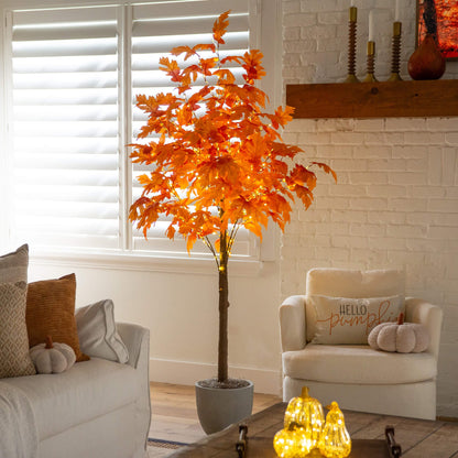 7' Pre-Lit Autumn Maple Artificial Tree by Nearly Natural with 450 Warm White LED Lights on Tampa Home & Garden Store