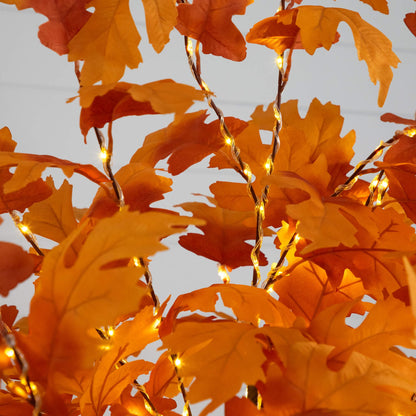 7' Pre-Lit Autumn Maple artificial tree with orange leaves and 450 warm white LEDs on Tampa Home & Garden Store