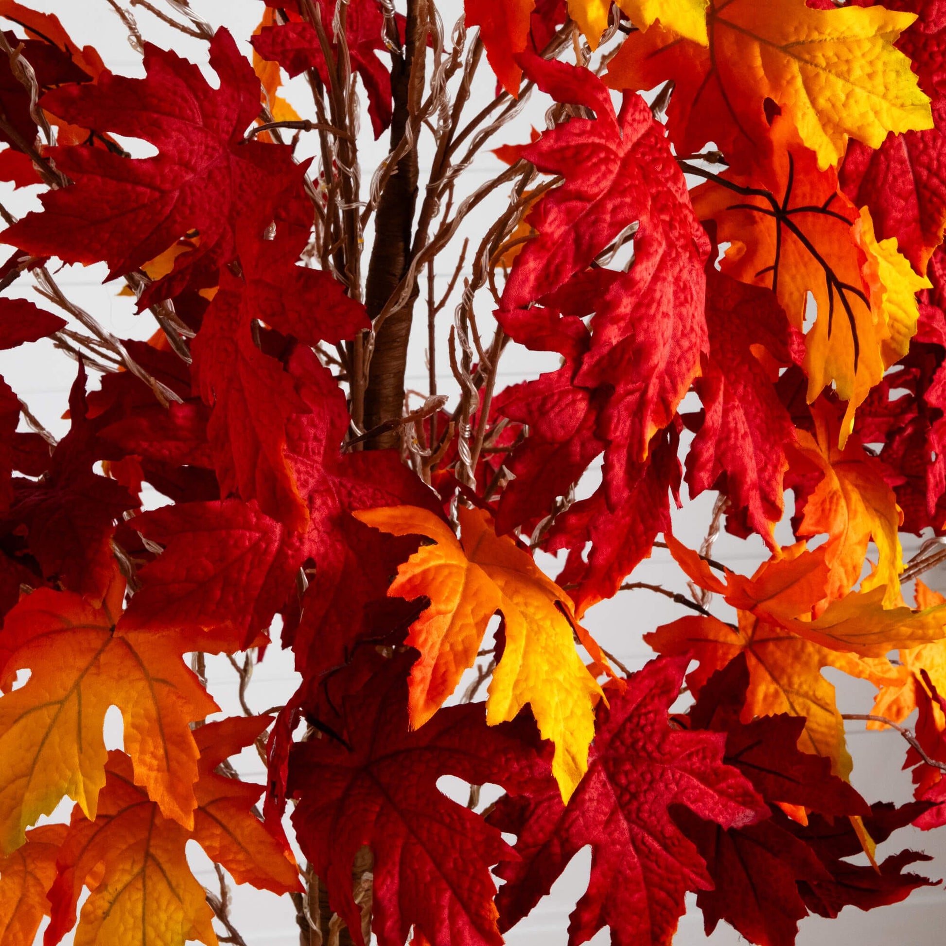 7' Pre-Lit Autumn Weeping Maple tree with 450 warm white LEDs red orange leaves Nearly Natural on Tampa Home & Garden Store