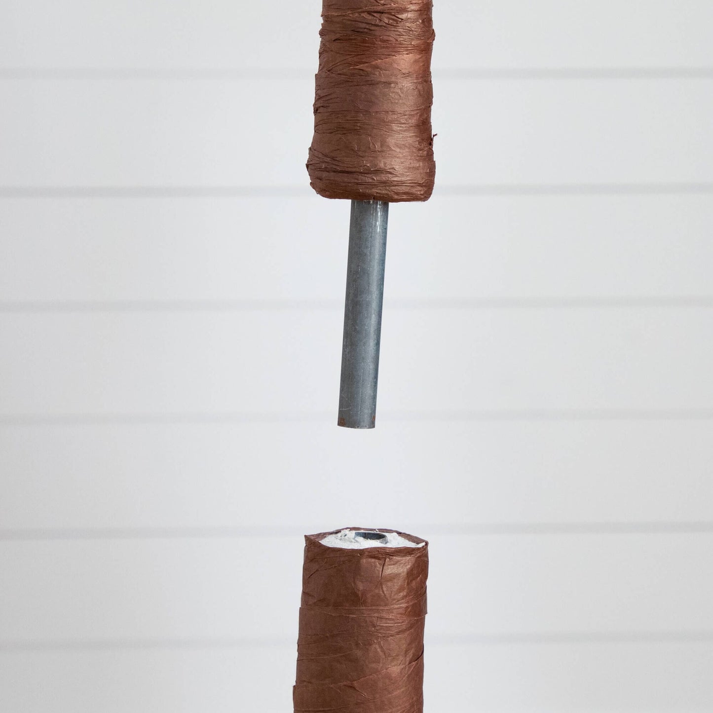 7' Grand Autumn Eucalyptus artificial tree trunk with brown wrap around a metal stake on Tampa Home & Garden Store